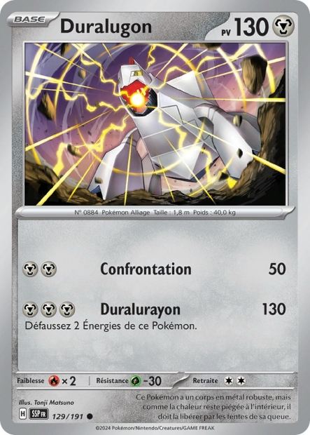 Carte Pokémon Duralugon 129/191 SSP Étincelles Déferlantes EV08 Neuf FR LorenZone