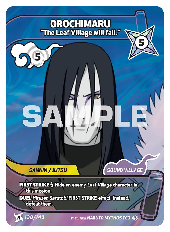 Carte Naruto Mythos Orochimaru "The Leaf Village will fall." 130/140 Rare Standard Shinobi Shiren 2ème Chapitre Neuf EN LorenZone