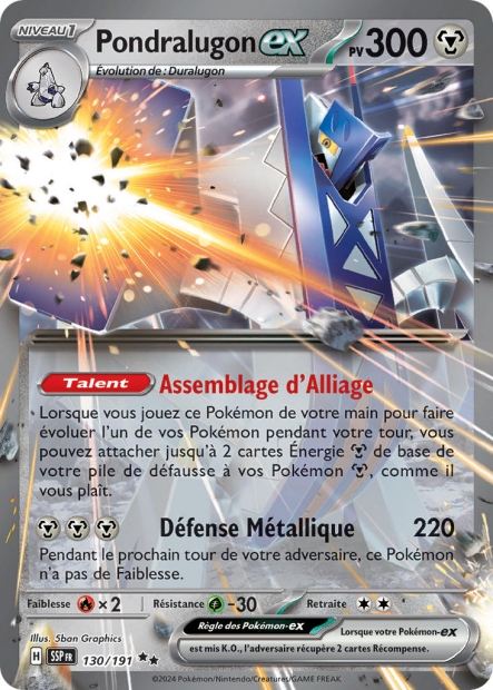 Carte Pokémon Pondralugon EX 130/191 SSP Étincelles Déferlantes EV08 Neuf FR LorenZone