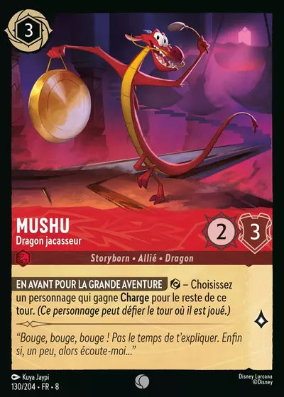 Carte Lorcana - Disney Mushu, Dragon jacasseur 130/204 Commune Kuya Jaypi Chapitre 08 Le Règne de Jafar ROJ Neuf FR LorenZone