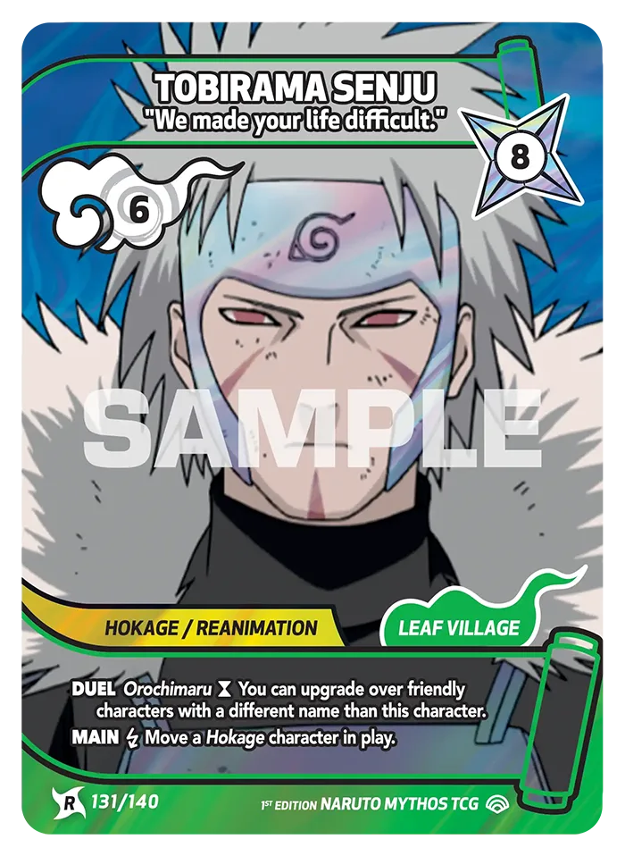 Carte Naruto Mythos Tobirama Senju "We made your life difficult." 131/140 Rare Standard Shinobi Shiren 2ème Chapitre Neuf EN LorenZone