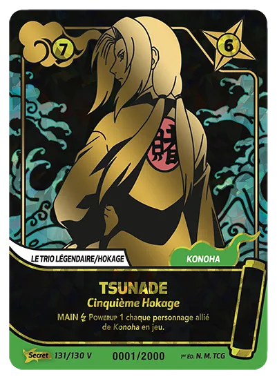Carte Naruto Mythos TSUNADE – Cinquième Hokage (numérotée) 131/130 V Secret Gold V 1er Chapitre Neuf FR LorenZone