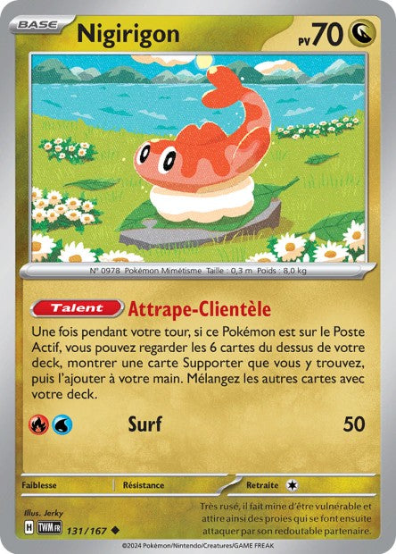 Carte Pokémon Nigirigon 131/167 TWM Mascarade Crépusculaire EV06 Neuf FR LorenZone