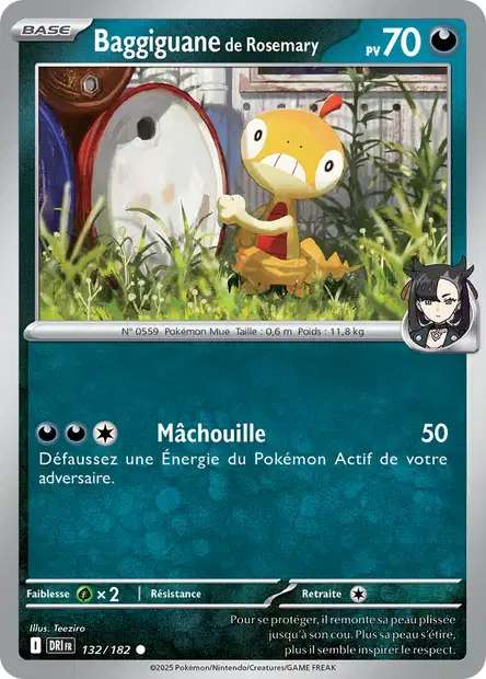 Carte Pokémon Baggiguane de Rosemary 132/182 DRI Rivalités Destinées EV10 Neuf FR LorenZone