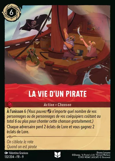 Carte Lorcana - Disney La vie d'un pirate 132/204 Chapitre 09 Fabuleux FAB Neuf FR LorenZone