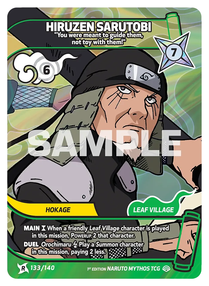 Carte Naruto Mythos Hiruzen Sarutobi "You were meant to guide them, not toy with them!" 133/140 Rare Standard Shinobi Shiren 2ème Chapitre Neuf EN LorenZone