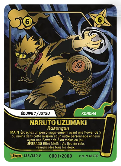 Carte Naruto Mythos NARUTO UZUMAKI – Rasengan (numérotée) 133/130 V Secret Gold 1er Chapitre Neuf FR LorenZone