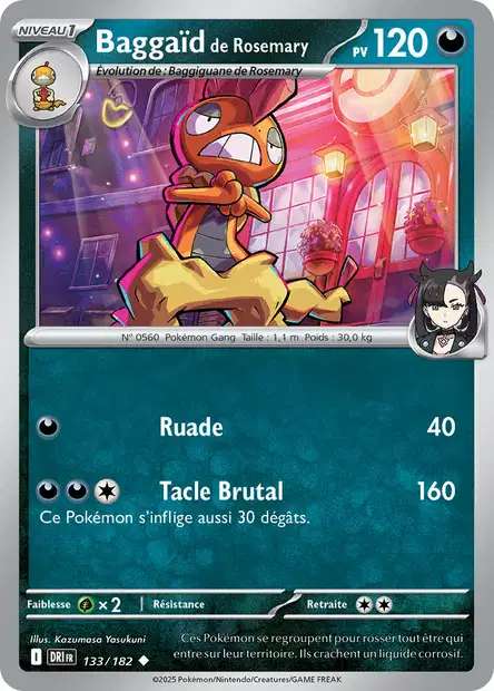 Carte Pokémon Baggaïd de Rosemary 133/182 DRI Rivalités Destinées EV10 Neuf FR LorenZone
