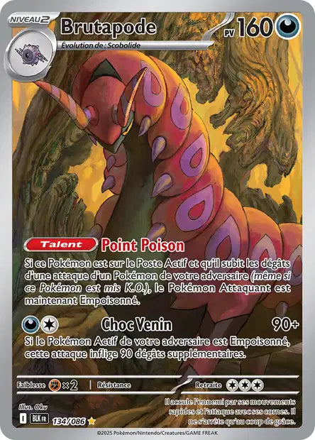 Carte Pokémon Brutapode 134/086 BLK Foudre Noire EV10_5 Neuf FR LorenZone