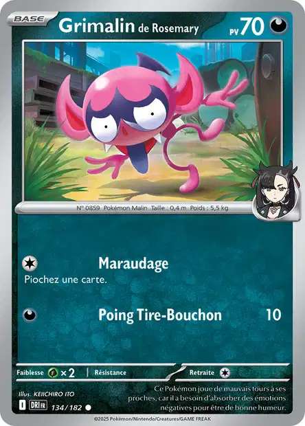 Carte Pokémon Grimalin de Rosemary 134/182 DRI Rivalités Destinées EV10 Neuf FR LorenZone