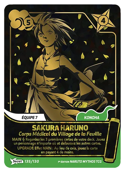 Carte Naruto Mythos SAKURA HARUNO – Corps Médical du Village de la Feuille 135/130 Secret 1er Chapitre Neuf FR LorenZone