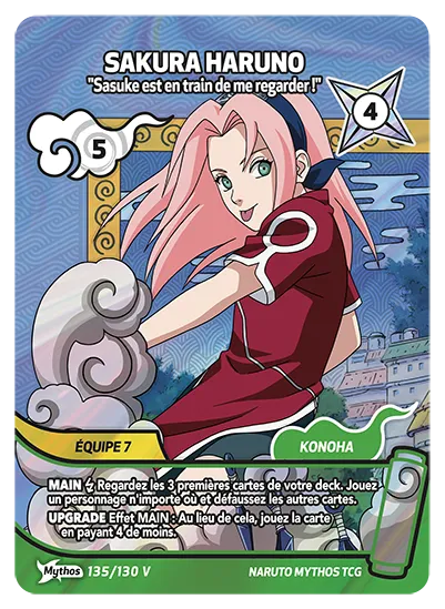 Carte Naruto Mythos SAKURA HARUNO – Sasuke est en train de me regarder 135/130 V Mythos V 1er Chapitre Neuf FR LorenZone