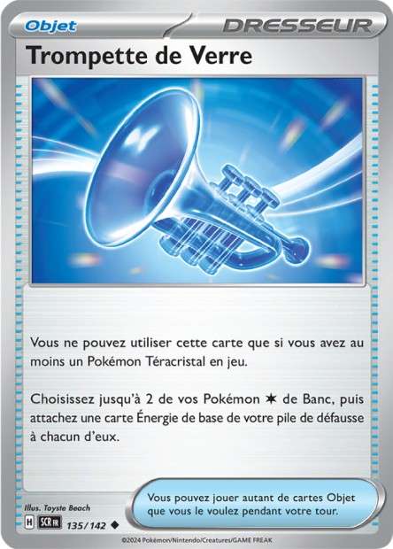 Carte Pokémon Trompette de Verre 135/142 SCR Couronne Stellaire EV07 Neuf FR LorenZone