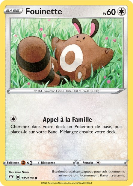 Carte Pokémon Fouinette 135/189 SWSH3 Ténèbres Embrasées EB03 Neuf FR LorenZone