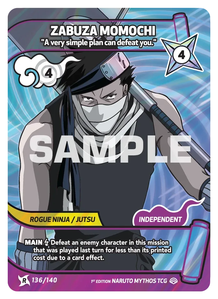 Carte Naruto Mythos Zabuza Momochi "A very simple plan can defeat you." 136/140 Rare Standard Shinobi Shiren 2ème Chapitre Neuf EN LorenZone