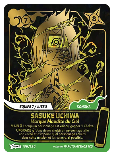 Carte Naruto Mythos SASUKE UCHIWA – Marque Maudite du Ciel 136/130 Secret 1er Chapitre Neuf FR LorenZone