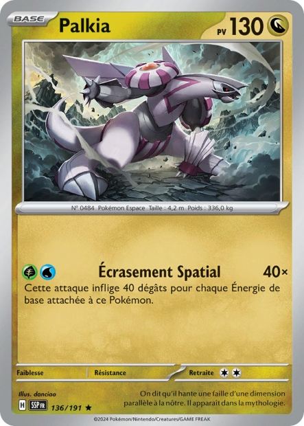 Carte Pokémon Palkia 136/191 SSP Étincelles Déferlantes EV08 Neuf FR LorenZone