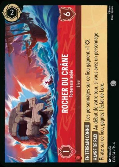 Carte Lorcana - Disney Rocher du crâne, Forteresse isolée 136/204 Commune  Chapitre 06 La Mer Azurite AZS Neuf FR LorenZone
