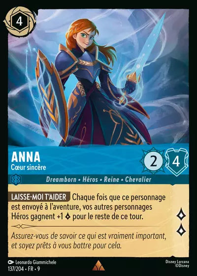 Carte Lorcana - Disney Anna, Cœur sincère 137/204 Chapitre 09 Fabuleux FAB Neuf FR LorenZone