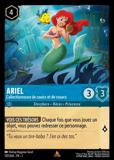 Carte Lorcana - Disney Ariel, Collectionneuse de couics et de couacs 137/204 Chapitre 01 Premier Chapitre FC Neuf FR LorenZone