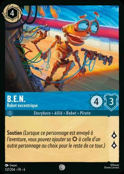 Carte Lorcana - Disney B.E.N, Robot excentrique 137/204 Commune  Chapitre 06 La Mer Azurite AZS Neuf FR LorenZone