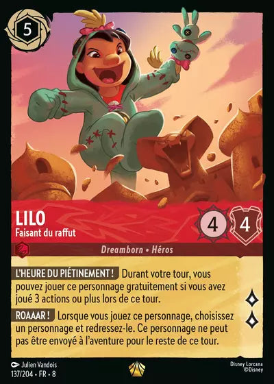 Carte Lorcana - Disney Lilo, Faisant du raffut 137/204 Légendaire Julien Vandois Chapitre 08 Le Règne de Jafar ROJ Neuf FR LorenZone