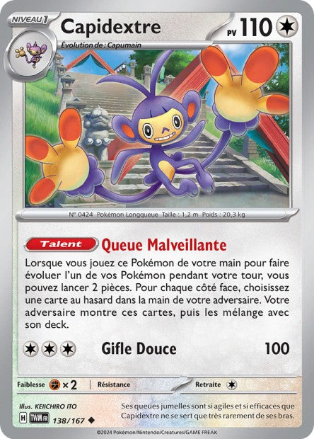 Carte Pokémon Capidextre 138/167 TWM Mascarade Crépusculaire EV06 Neuf FR LorenZone