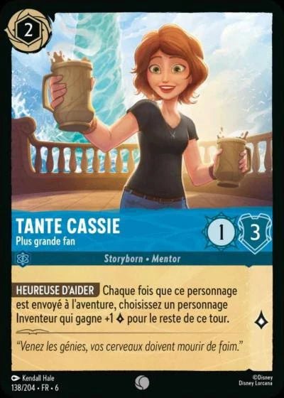 Carte Lorcana - Disney Tante Cassie, Plus grande fan 138/204 Commune  Chapitre 06 La Mer Azurite AZS Neuf FR LorenZone