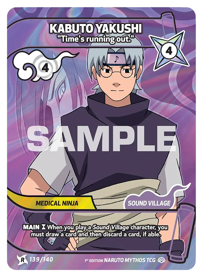 Carte Naruto Mythos Kabuto Yakushi "Time's running out." 139/140 Rare Standard Shinobi Shiren 2ème Chapitre Neuf EN LorenZone