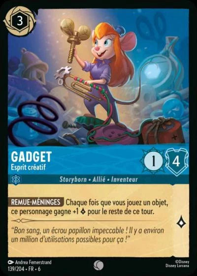 Carte Lorcana - Disney Gadget, Esprit créatif 139/204 Commune  Chapitre 06 La Mer Azurite AZS Neuf FR LorenZone