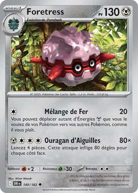 Carte Pokémon Foretress 140/182 DRI Rivalités Destinées EV10 Neuf FR LorenZone