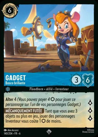 Carte Lorcana - Disney Gadget, Bosco brillante 140/204 Super Rare  Chapitre 06 La Mer Azurite AZS Neuf FR LorenZone