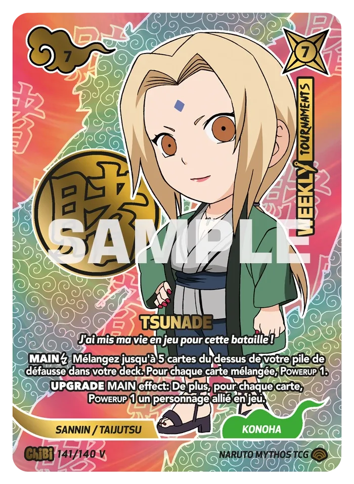 Carte Naruto Mythos Tsunade "This is the big one where I put my life on the line!" 141/140 Chibi Chibi Shinobi Shiren 2ème Chapitre Neuf EN LorenZone