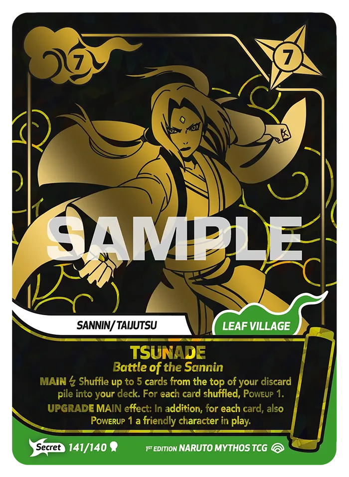 Carte Naruto Mythos Tsunade "This is the big one where I put my life on the line!" 141/140 Secret Secrète Shinobi Shiren 2ème Chapitre Neuf EN LorenZone