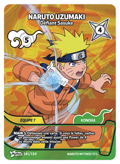 Carte Naruto Mythos NARUTO UZUMAKI – Défiant Sasuke 141/130 Mythos 1er Chapitre Neuf FR LorenZone
