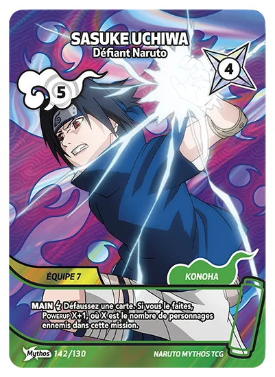 Carte Naruto Mythos SASUKE UCHIWA – Défiant Naruto 142/130 Mythos 1er Chapitre Neuf FR LorenZone