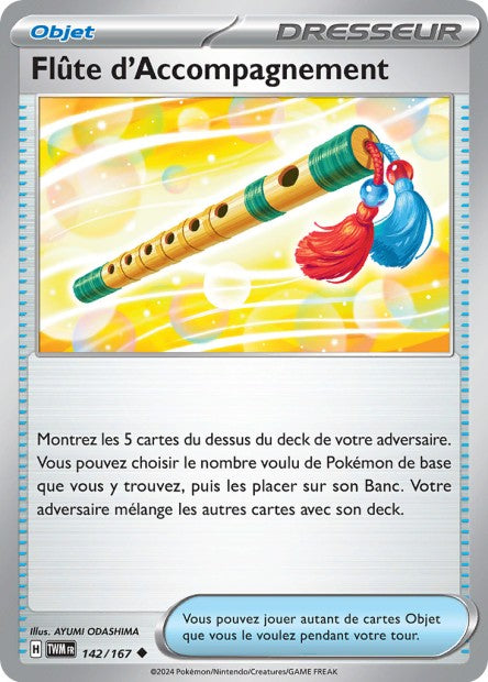 Carte Pokémon Flûte d'Accompagnement 142/167 TWM Mascarade Crépusculaire EV06 Neuf FR LorenZone
