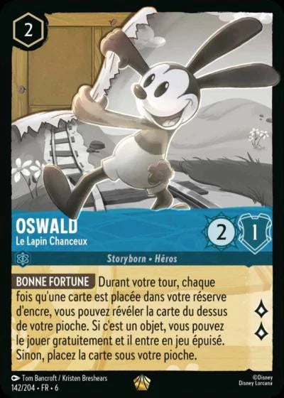 Carte Lorcana - Disney Oswald, Le Lapin Chanceux 142/204 Légendaire  Chapitre 06 La Mer Azurite AZS Neuf FR LorenZone
