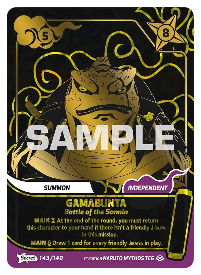 Carte Naruto Mythos Gamabunta Battle of the Sannin 143/140 Secret Secrète Shinobi Shiren 2ème Chapitre Neuf EN LorenZone