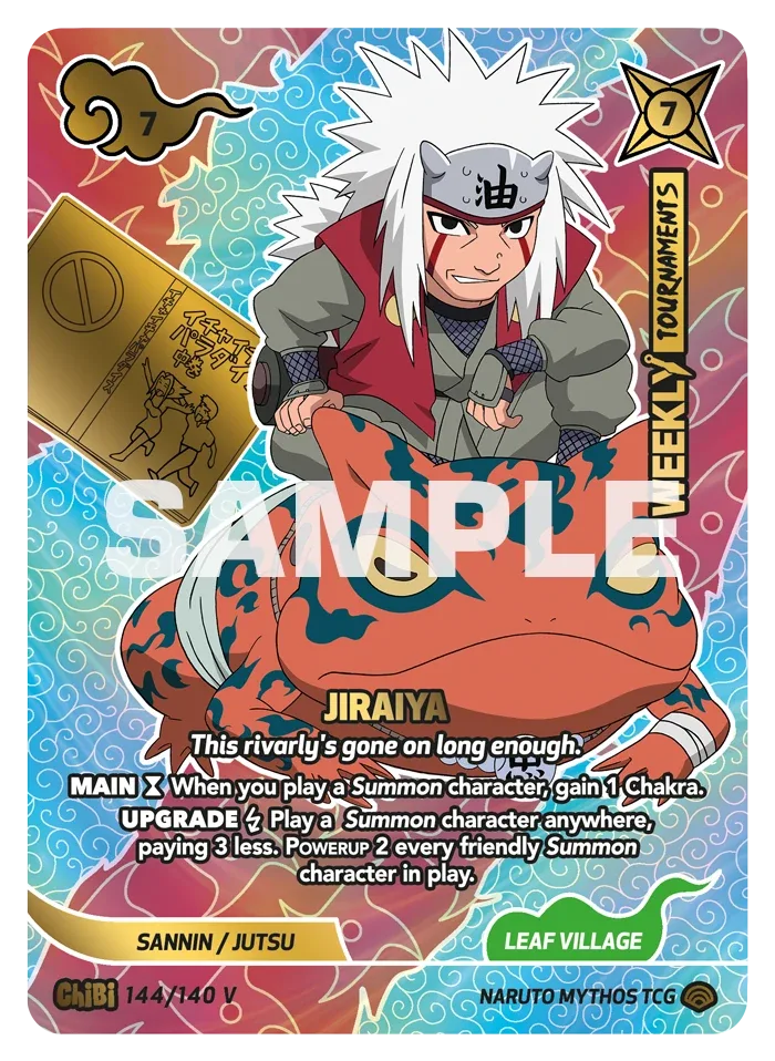 Carte Naruto Mythos Jiraiya "This rivalry's gone on long enough." 144/140 Chibi Chibi Shinobi Shiren 2ème Chapitre Neuf EN LorenZone