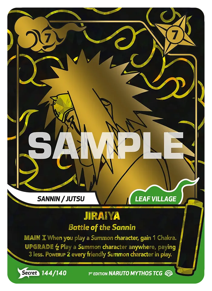 Carte Naruto Mythos Jiraiya "This rivalry's gone on long enough." 144/140 Secret Secrète Shinobi Shiren 2ème Chapitre Neuf EN LorenZone