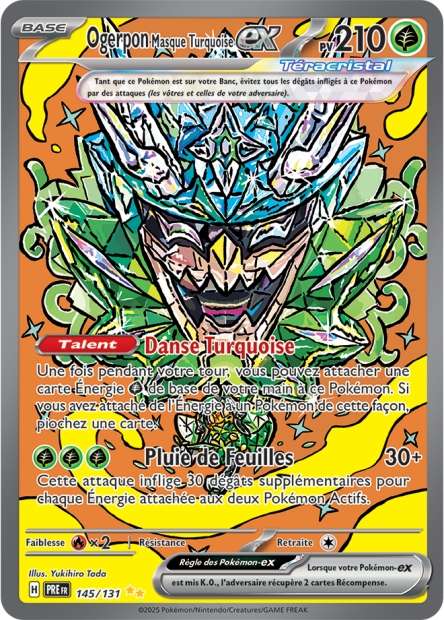 Carte Pokémon Ogerpon Masque Turquoise EX 145/131 Evolutions Prismatiques PRE EV8_5 Neuf FR LorenZone