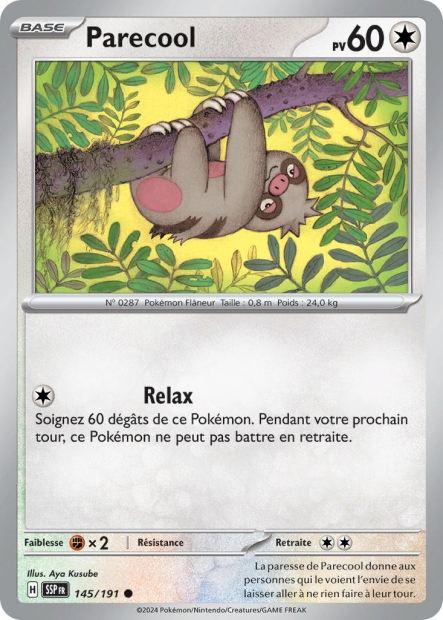 Carte Pokémon Parecool 145/191 SSP Étincelles Déferlantes EV08 Neuf FR LorenZone