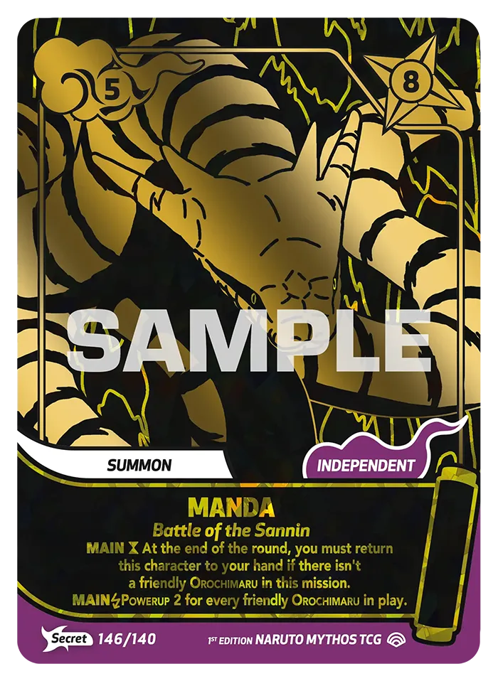 Carte Naruto Mythos Manda Battle of the Sannin 146/140 Secret Secrète Shinobi Shiren 2ème Chapitre Neuf EN LorenZone