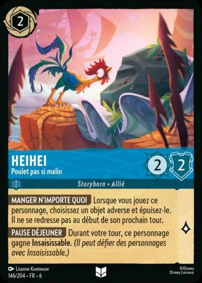 Carte Lorcana - Disney Heihei, Poulet pas si malin 146/204 Peu Commune  Chapitre 06 La Mer Azurite AZS Neuf FR LorenZone