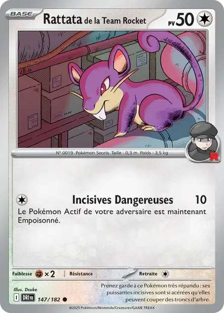 Carte Pokémon Rattata de la Team Rocket 147/182 DRI Rivalités Destinées EV10 Neuf FR LorenZone