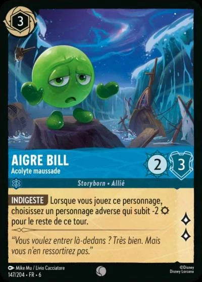 Carte Lorcana - Disney Aigre Bill, Acolyte maussade 147/204 Commune  Chapitre 06 La Mer Azurite AZS Neuf FR LorenZone