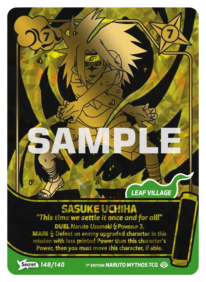 Carte Naruto Mythos Sasuke Uchiha "This time we settle it one and for all!" 148/140 Secret Secrète Shinobi Shiren 2ème Chapitre Neuf EN LorenZone