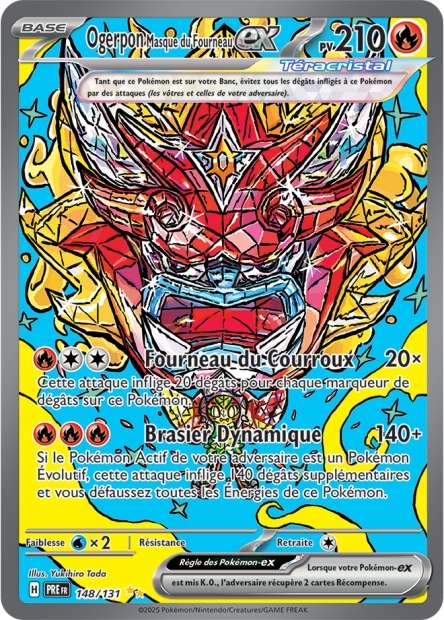 Carte Pokémon Ogerpon Masque du Fourneau EX 148/131 Evolutions Prismatiques PRE EV8_5 Neuf FR LorenZone