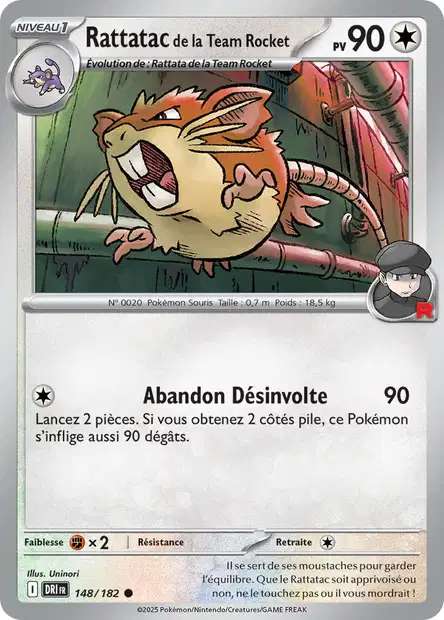 Carte Pokémon Rattatac de la Team Rocket 148/182 DRI Rivalités Destinées EV10 Neuf FR LorenZone